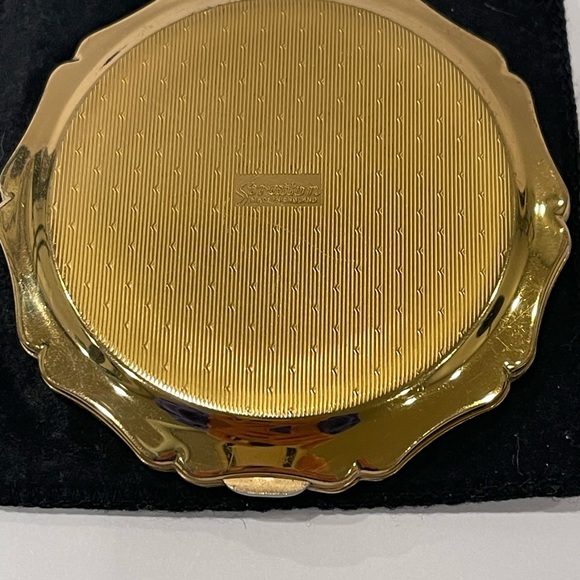 Vintage Stratton England Gold Enamel Face Powder Compact with Mirror - Picture 9 of 14